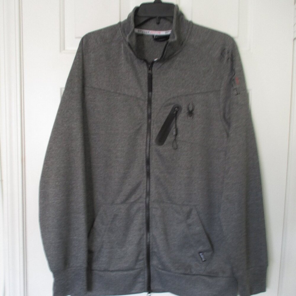 Spyder Active ProWeb Mens L/S Gray Full Zip Apres Ski Sweater NWOT - Size Large*